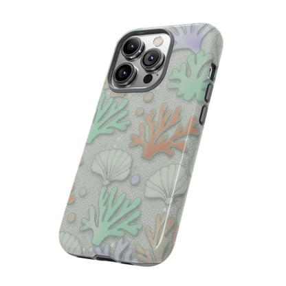 Pastel Coral Reef Tough Phone Case – Sea Shell & Coral Pattern Durable Protector