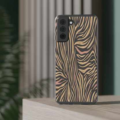 Neutral Zebra Print Flexi Case — Beige & Rose Gold Animal Pattern Phone Cover