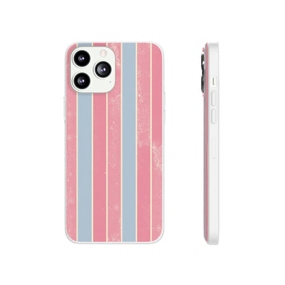 Striped Pink & Blue Phone Case — Retro Pastel Flexi Case