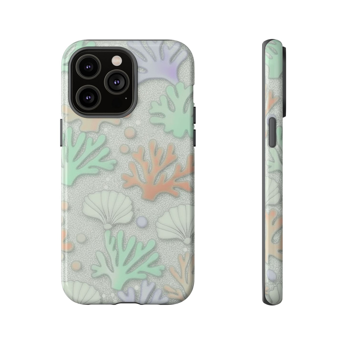 Pastel Coral Reef Tough Phone Case – Sea Shell & Coral Pattern Durable Protector