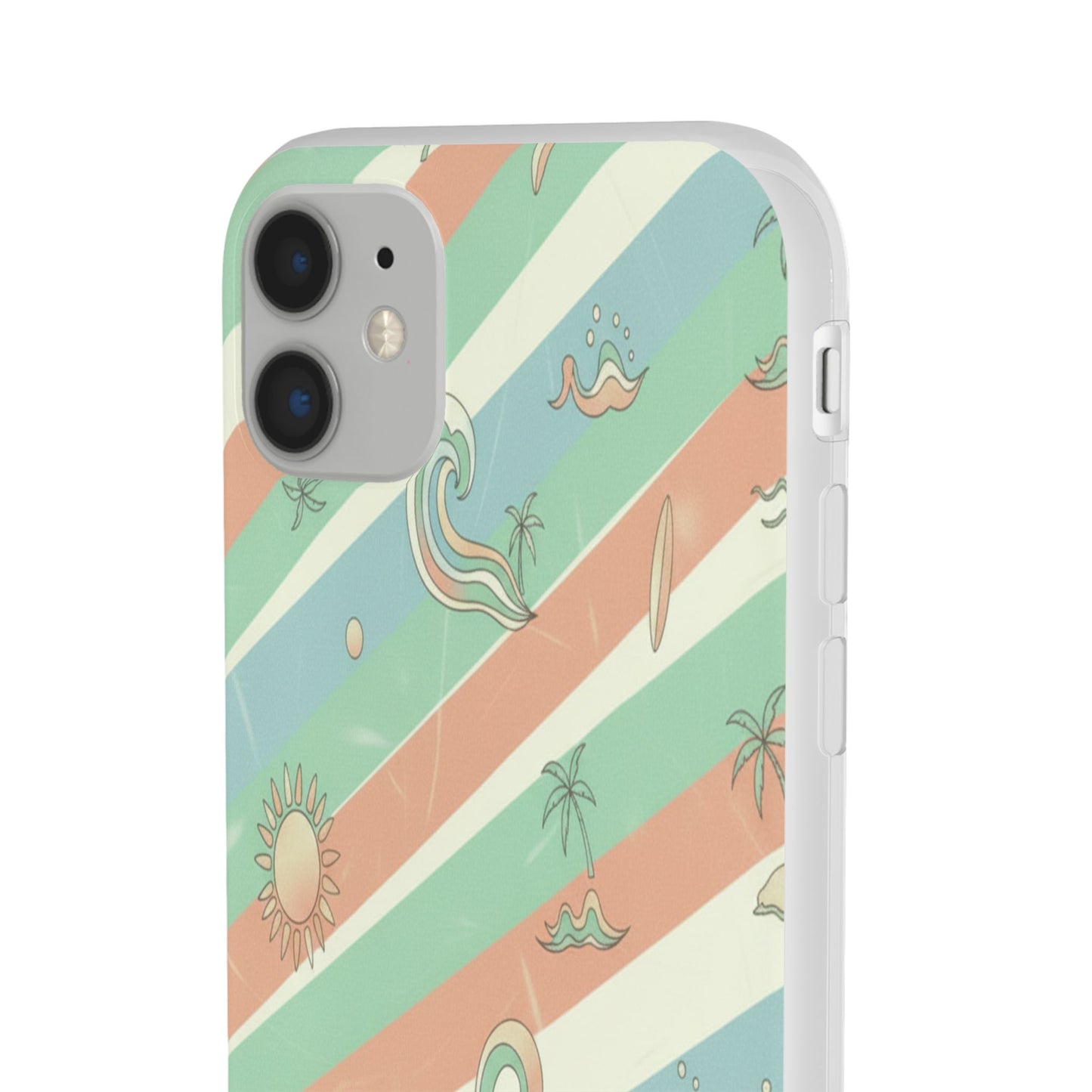 Beach Vibes Phone Case — Retro Pastel Surf & Palm Protective Flexi Case