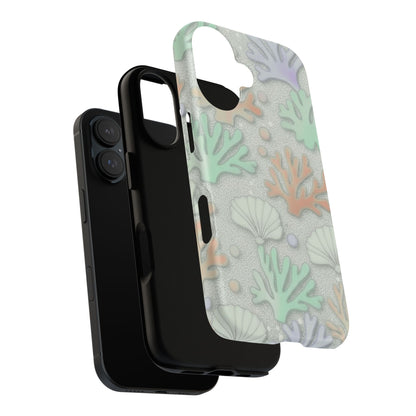 Pastel Coral Reef Tough Phone Case – Sea Shell & Coral Pattern Durable Protector