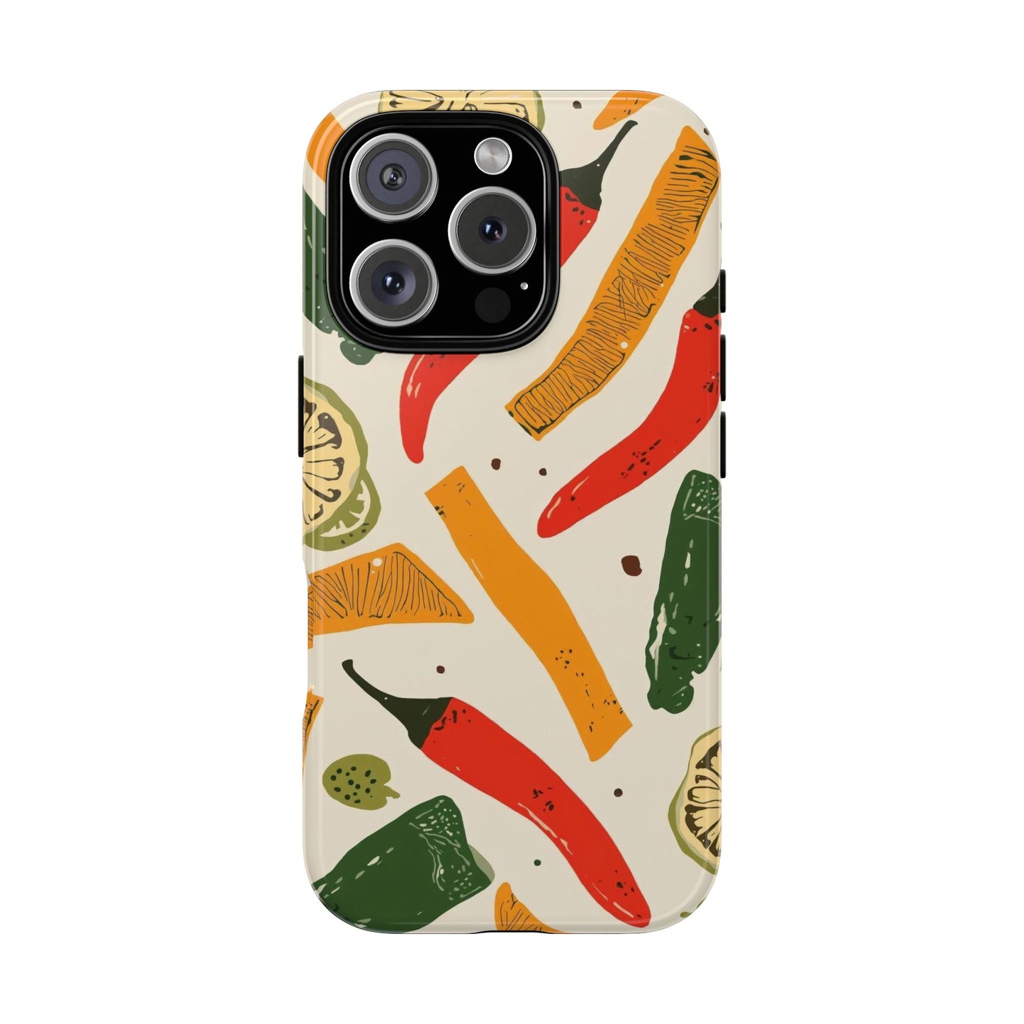 Spicy Peppers Phone Case – Colorful Chili, Lime & Citrus Pattern