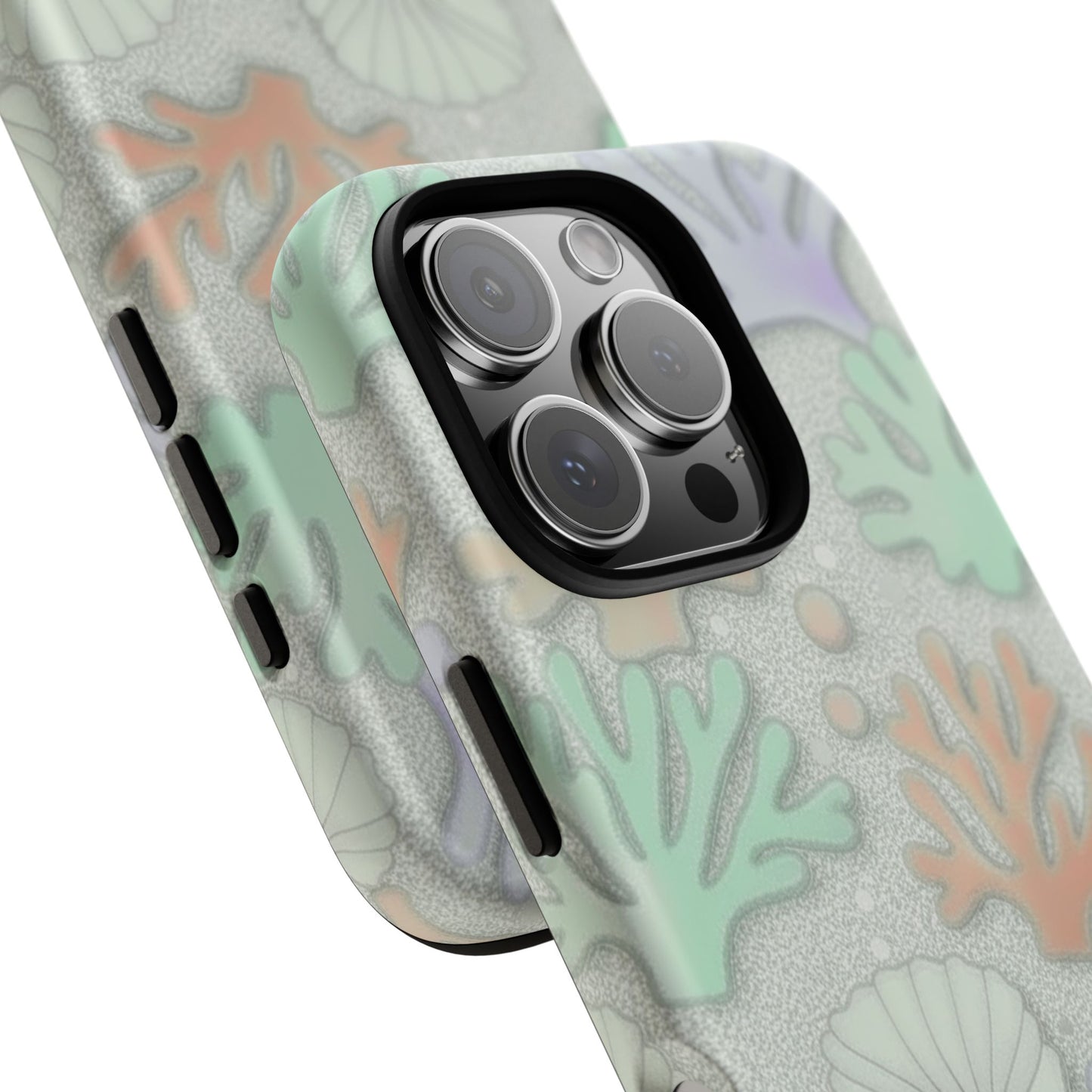 Pastel Coral Reef Tough Phone Case – Sea Shell & Coral Pattern Durable Protector