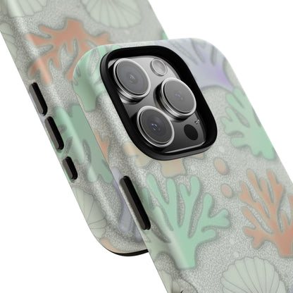 Pastel Coral Reef Tough Phone Case – Sea Shell & Coral Pattern Durable Protector