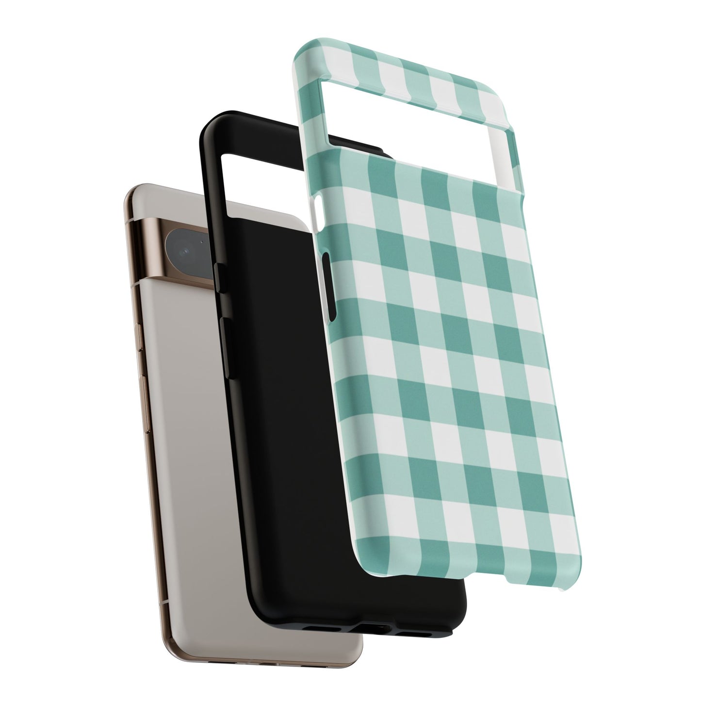 Mint Green Buffalo Check Tough Phone Case — Durable Plaid Protective Cover