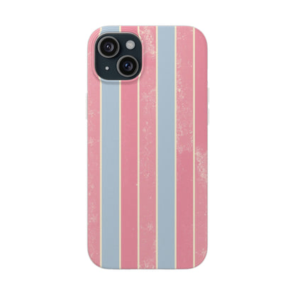 Striped Pink & Blue Phone Case — Retro Pastel Flexi Case