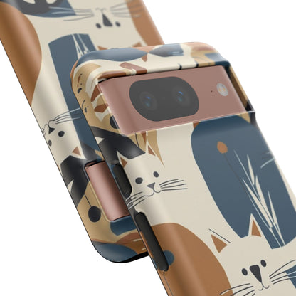 Cat Pattern Phone Case – Retro Abstract Cats Protective iPhone Cover