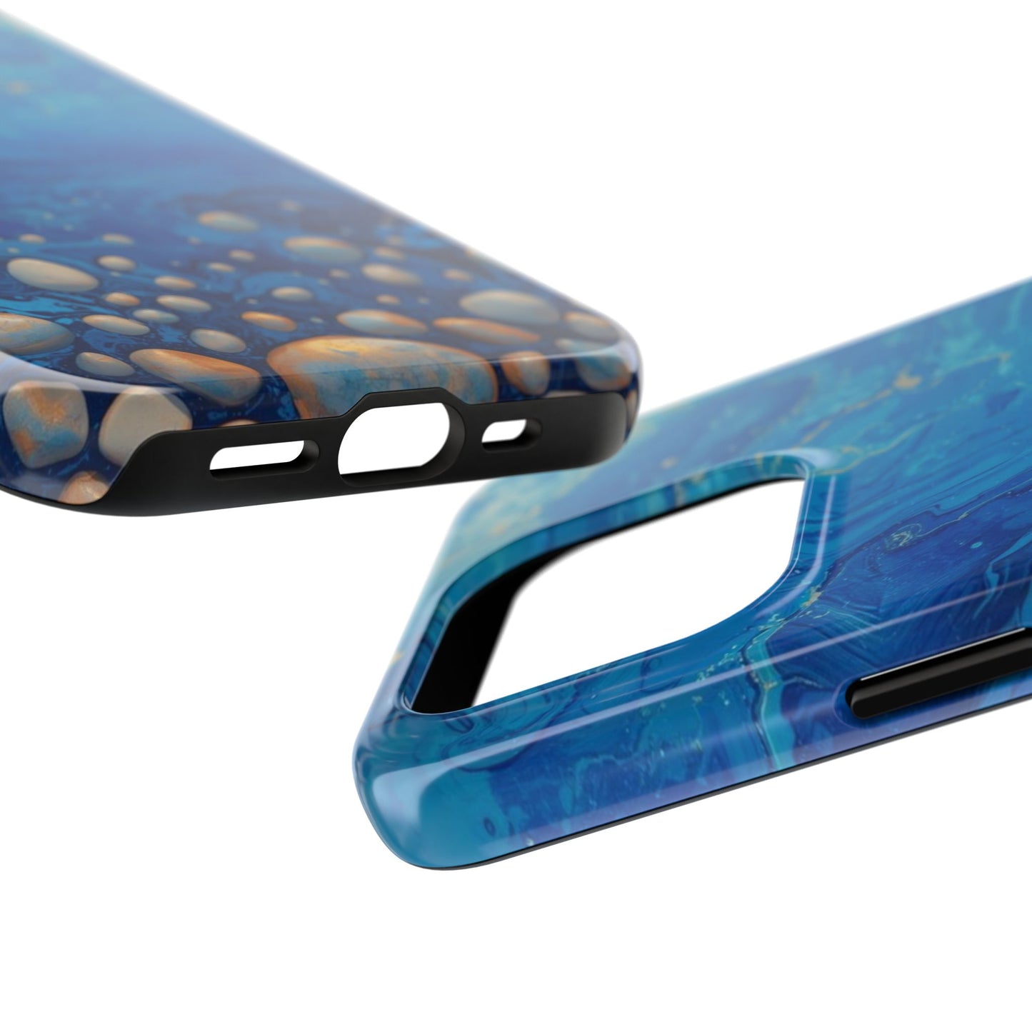 Blue Ocean Pebble Tough Phone Case — Protective Artistic Marble Design