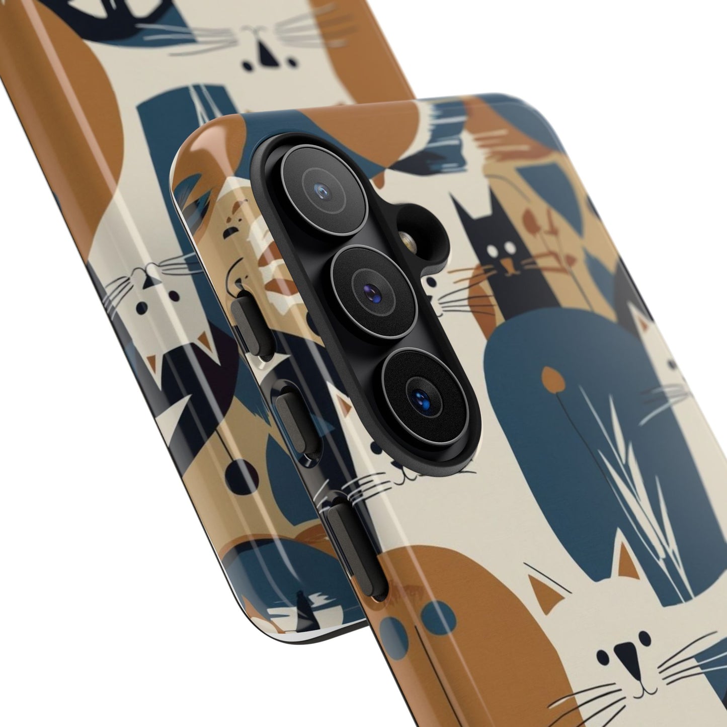 Cat Pattern Phone Case – Retro Abstract Cats Protective iPhone Cover