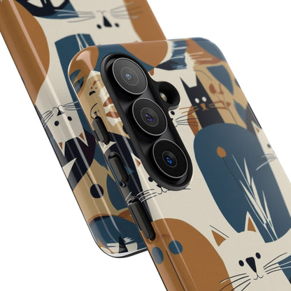 Cat Pattern Phone Case – Retro Abstract Cats Protective iPhone Cover
