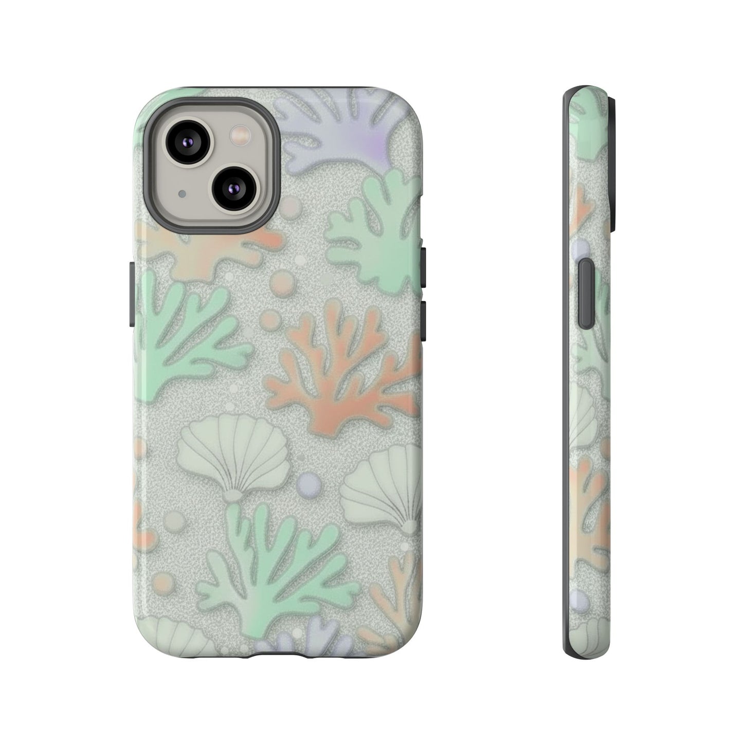 Pastel Coral Reef Tough Phone Case – Sea Shell & Coral Pattern Durable Protector