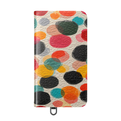 Colorful Confetti Dot Flip Phone Case — Retro Polka Wallet Cover