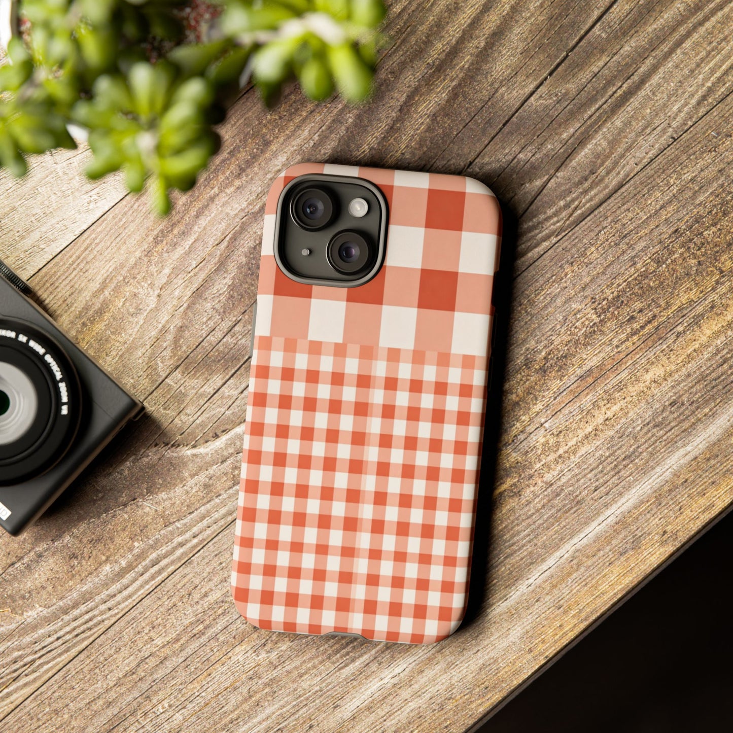 Buffalo Check Tough Phone Case — Orange Gingham Protective Cover