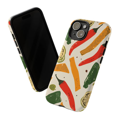 Spicy Peppers Phone Case – Colorful Chili, Lime & Citrus Pattern
