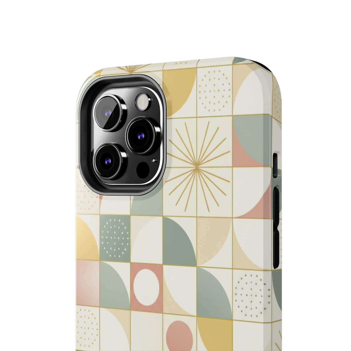 Retro Geometric Tough Phone Case — Pastel Midcentury Pattern