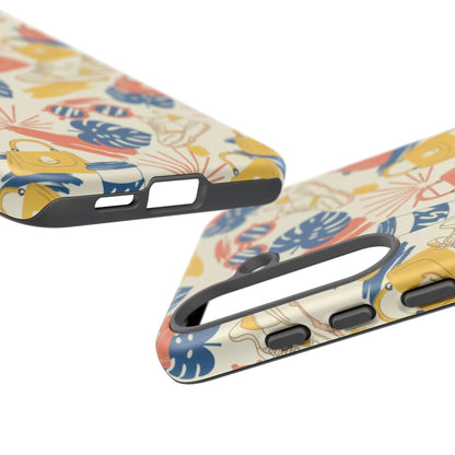 Tough Cases: Retro Summer Pattern Phone Case – Sunglasses, Sneakers & Tropical Leaves