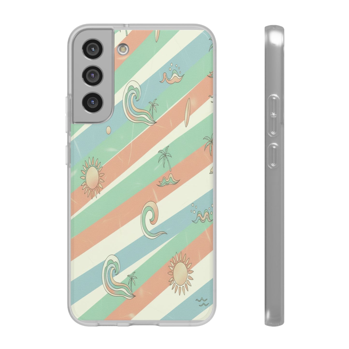 Beach Vibes Phone Case — Retro Pastel Surf & Palm Protective Flexi Case