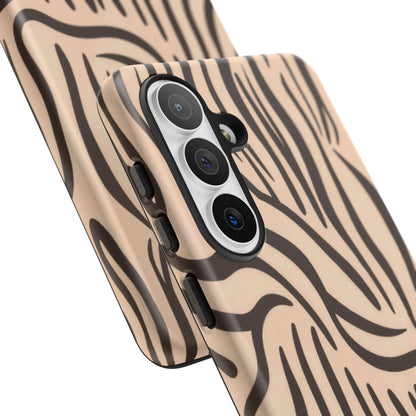 Zebra Stripe Tough Phone Case – Neutral Animal Print Protective Cover