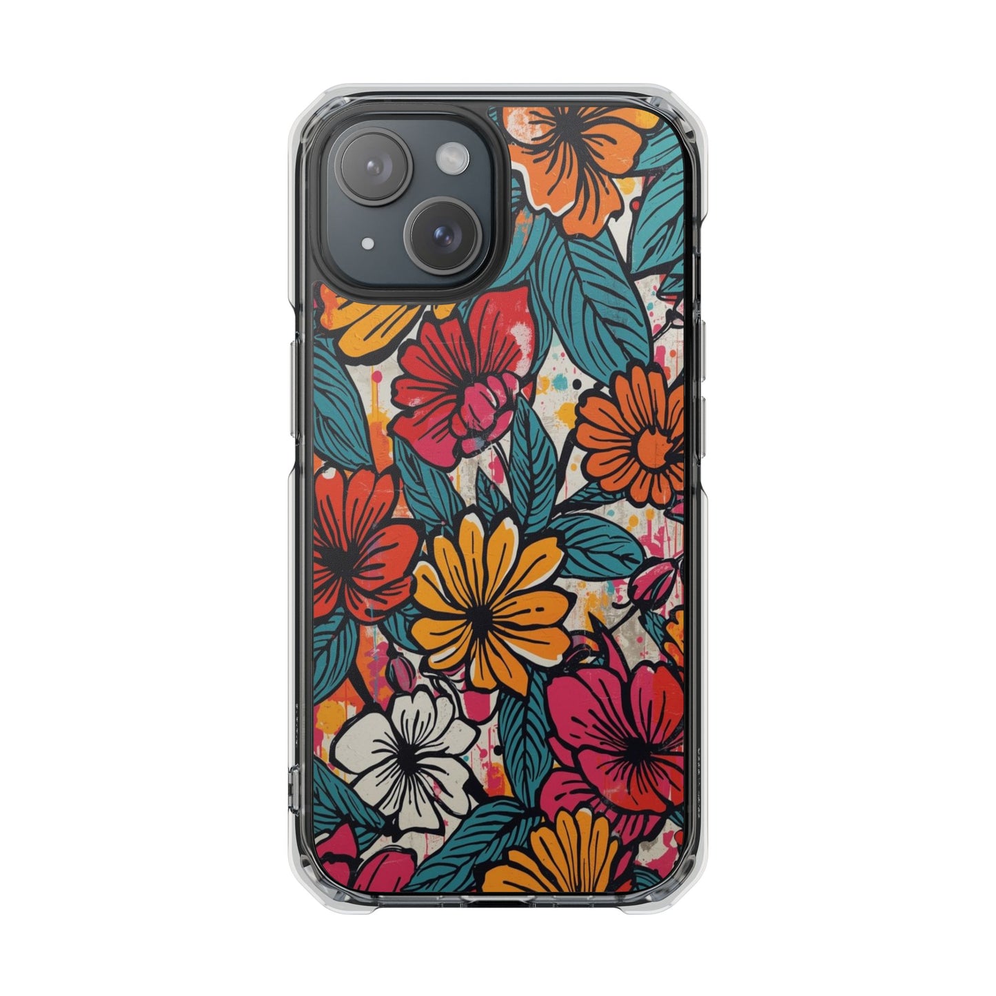 Clear Magnetic Phone Case — Colorful Floral Impact Protection
