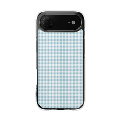 Blue Gingham Clear Magnetic Phone Case