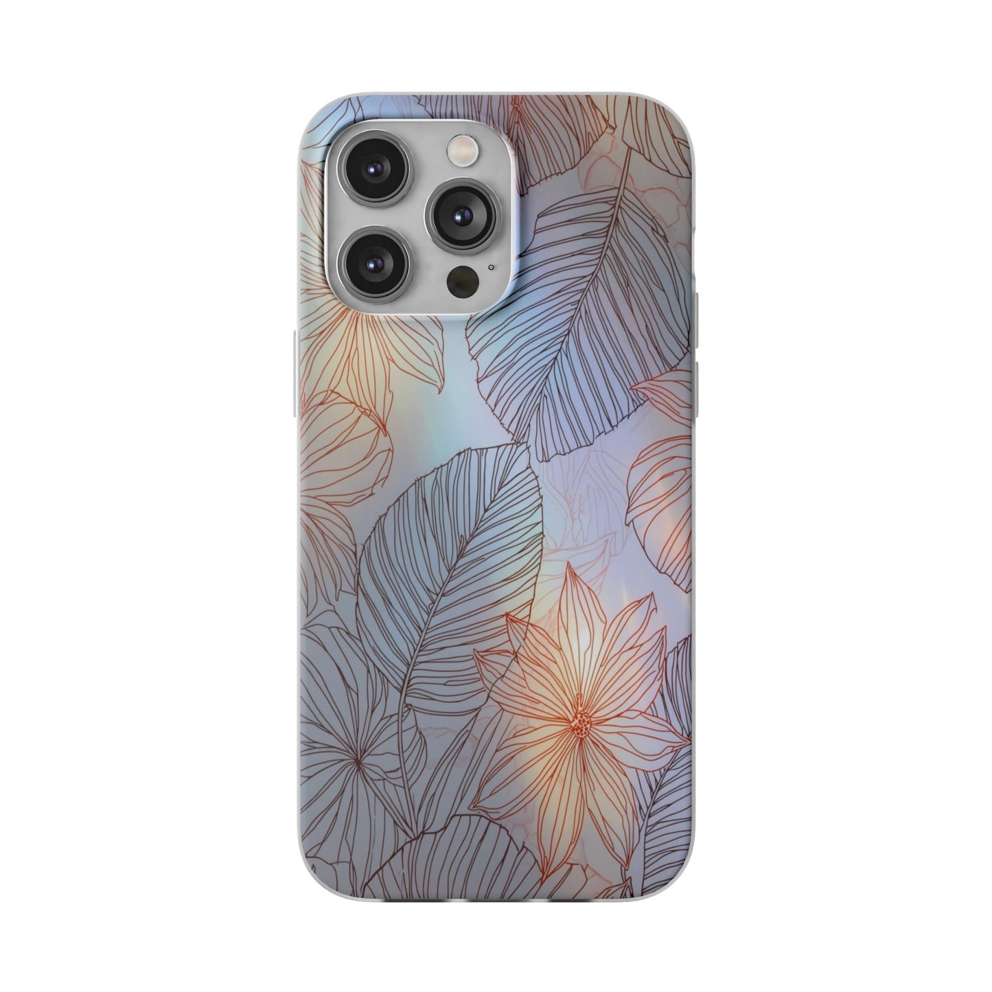 Floral Holographic Phone Case — Iridescent Leaves & Flowers Flexi Case