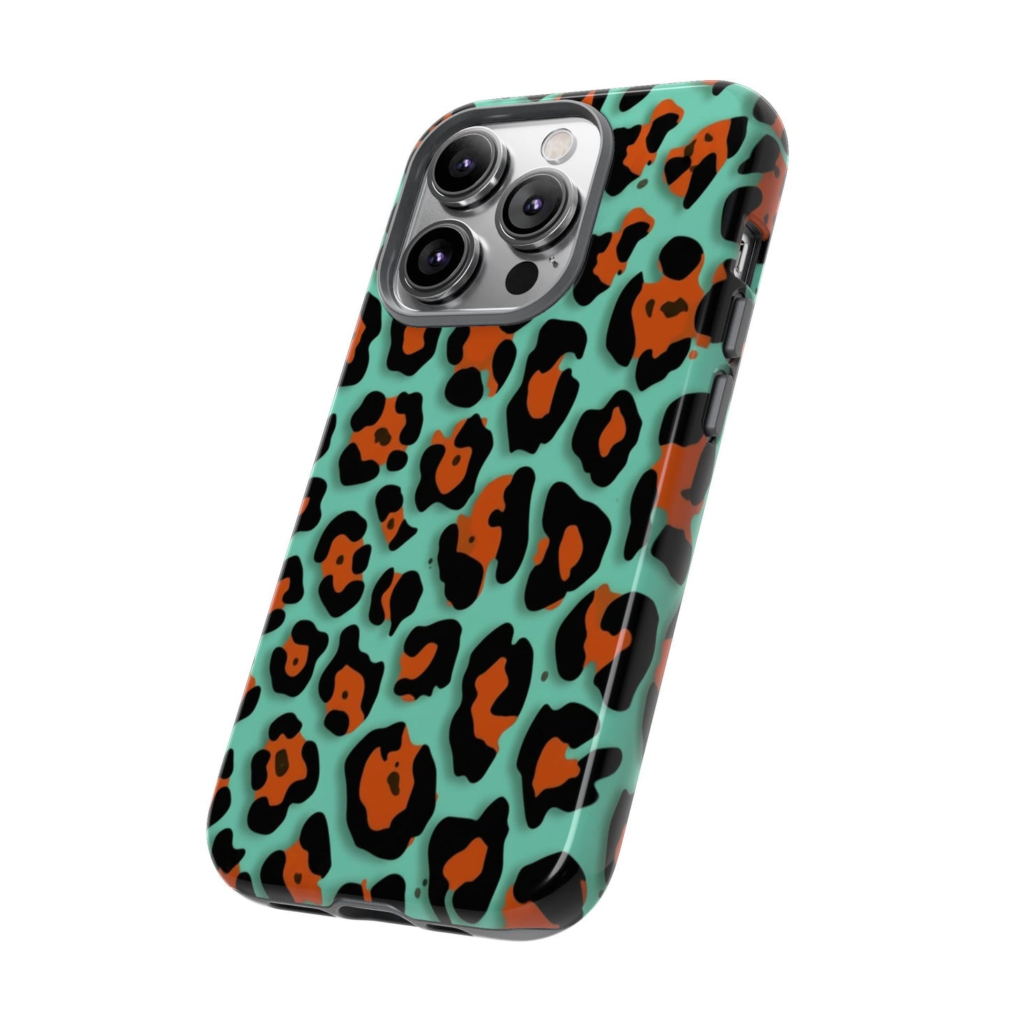 Teal & Rust Leopard Phone Case — Tough Protective Animal Print