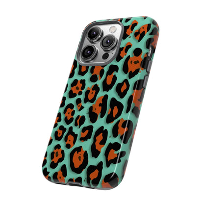 Teal & Rust Leopard Phone Case — Tough Protective Animal Print