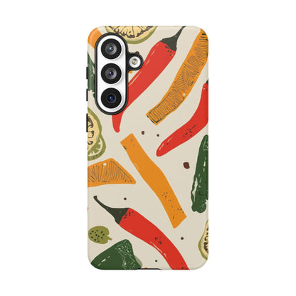 Spicy Peppers Phone Case – Colorful Chili, Lime & Citrus Pattern