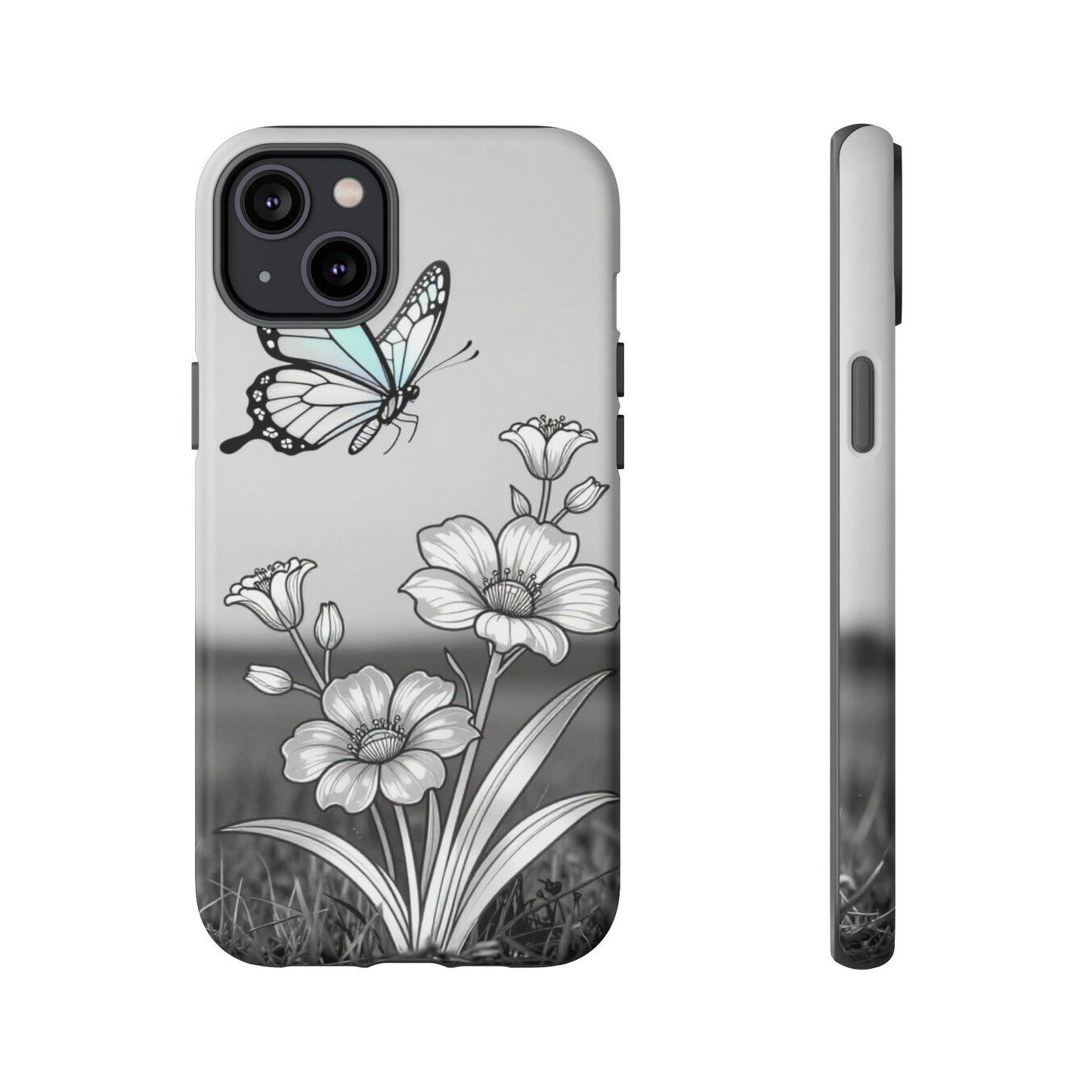 Butterfly & Wildflower Tough Phone Case — Durable Floral Phone Cover