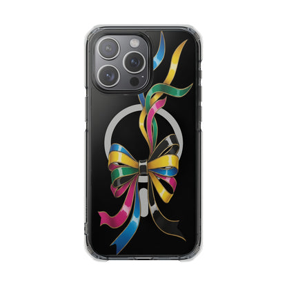 Clear Magnetic Phone Case — Colorful Ribbon Bow Design