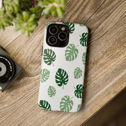 Monstera Leaf Phone Case — Tropical Green Pattern Tough Case