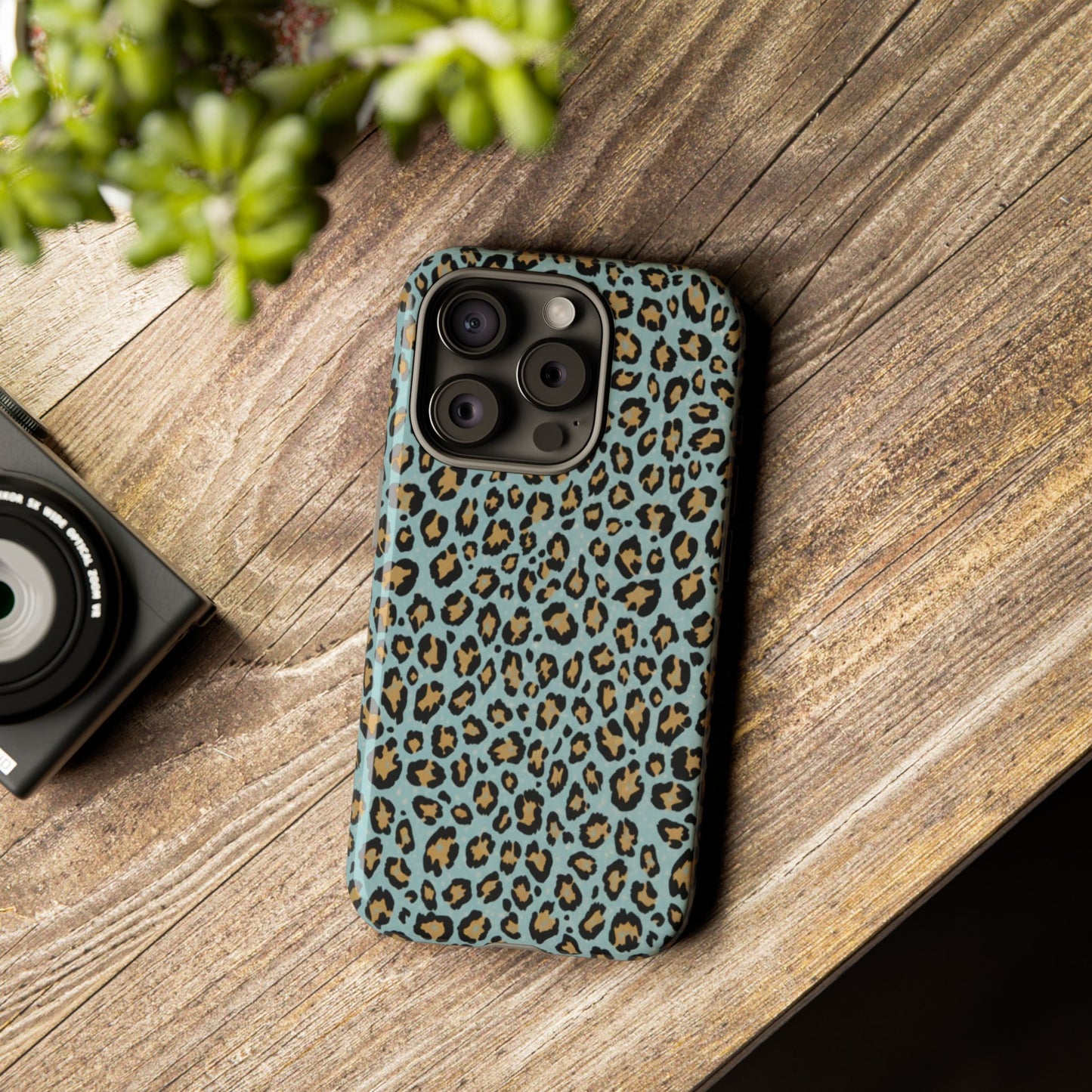 Leopard Print Tough Phone Case - Blue Cheetah Protective Cover