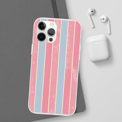 Striped Pink & Blue Phone Case — Retro Pastel Flexi Case