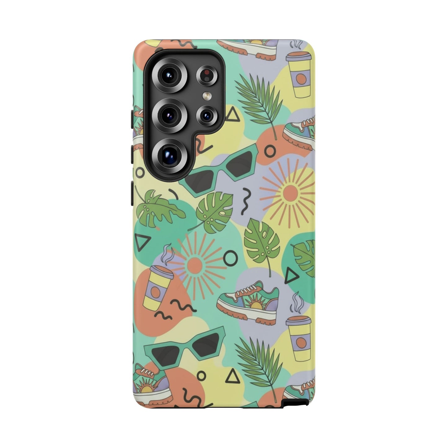 Tropical Summer Phone Case — Retro Sunglasses, Sneakers & Palm Pattern