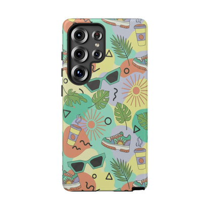 Tropical Summer Phone Case — Retro Sunglasses, Sneakers & Palm Pattern