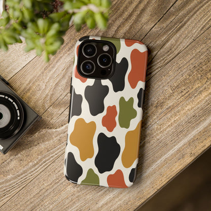 Camouflage Pattern Tough Phone Case – Retro Olive, Rust & Mustard Protective Cover