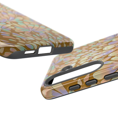 Floral Burst Tough Phone Case – Gold Pastel Botanical Protection