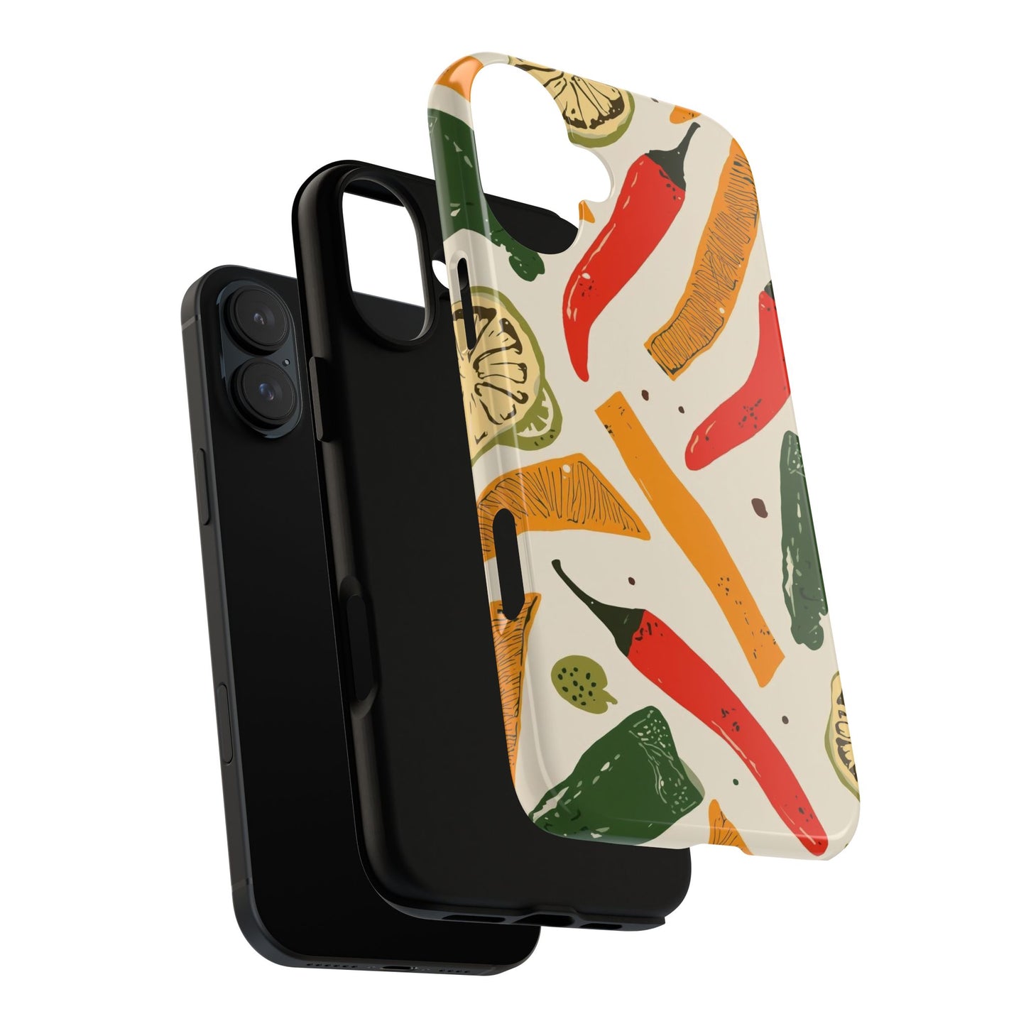 Spicy Peppers Phone Case – Colorful Chili, Lime & Citrus Pattern