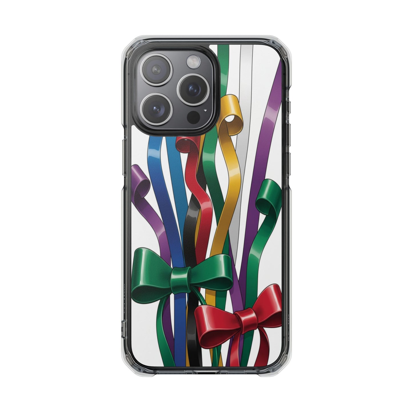 Clear Magnetic Phone Case — Colorful Ribbon Bow Celebration Design
