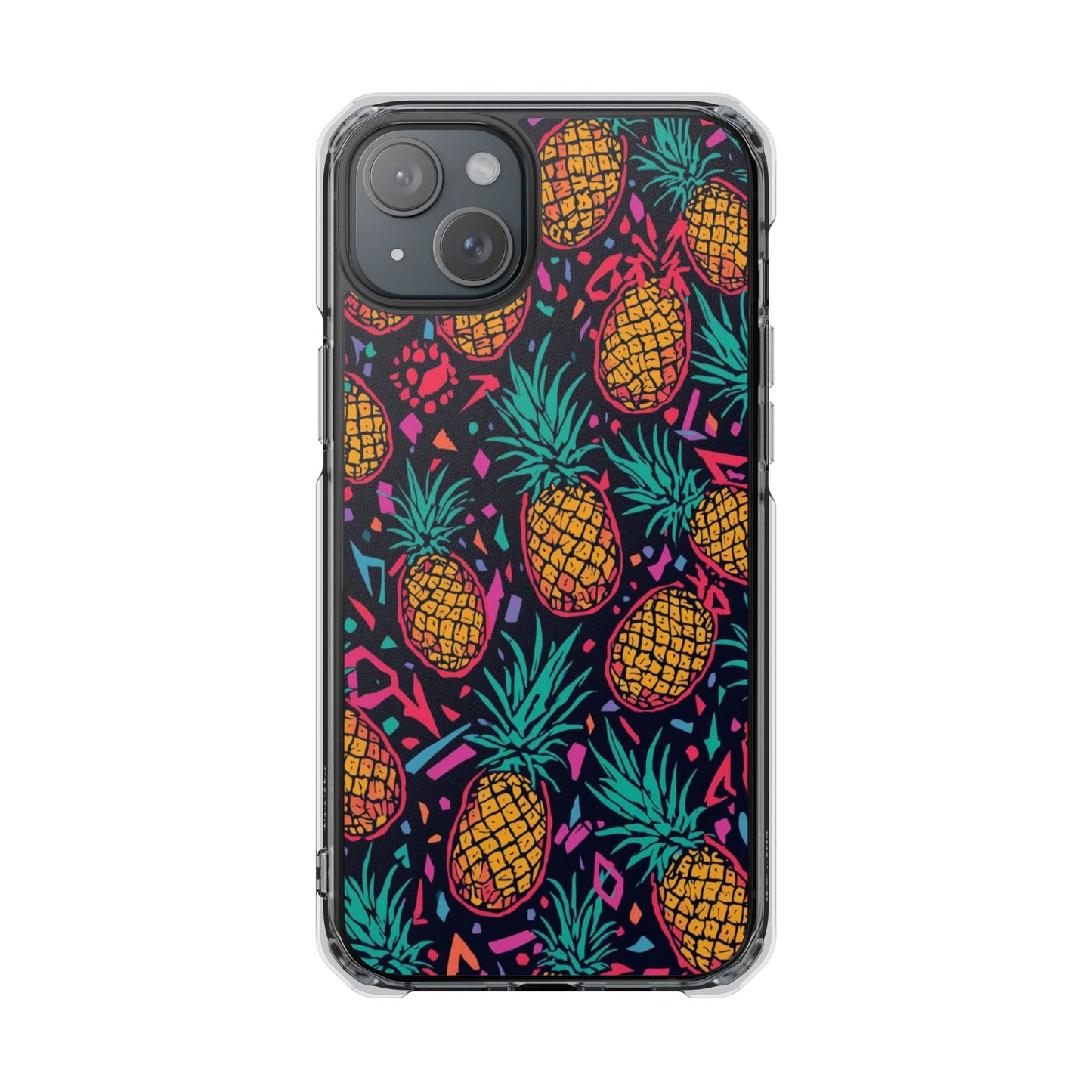 Clear Magnetic Phone Case — Tropical Pineapple Pattern