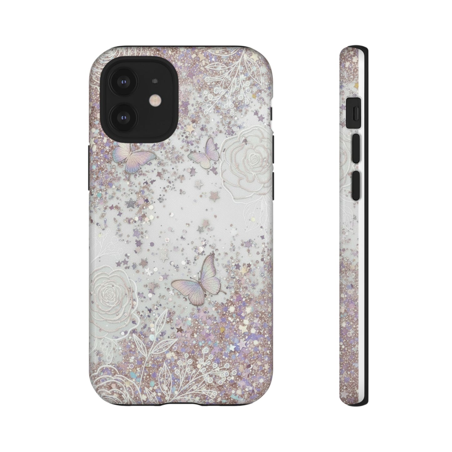 Butterfly Glitter Tough Phone Case — Floral Sparkle Protective Case