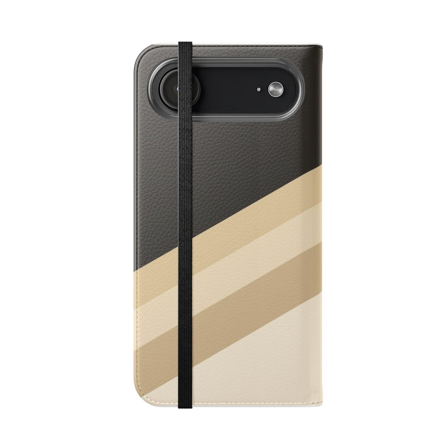 Retro Neutral Stripe Flip Phone Case — Wallet Folio with Card Slots