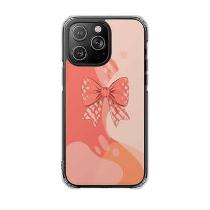 Clear Magnetic Phone Case — Pink Bow Design