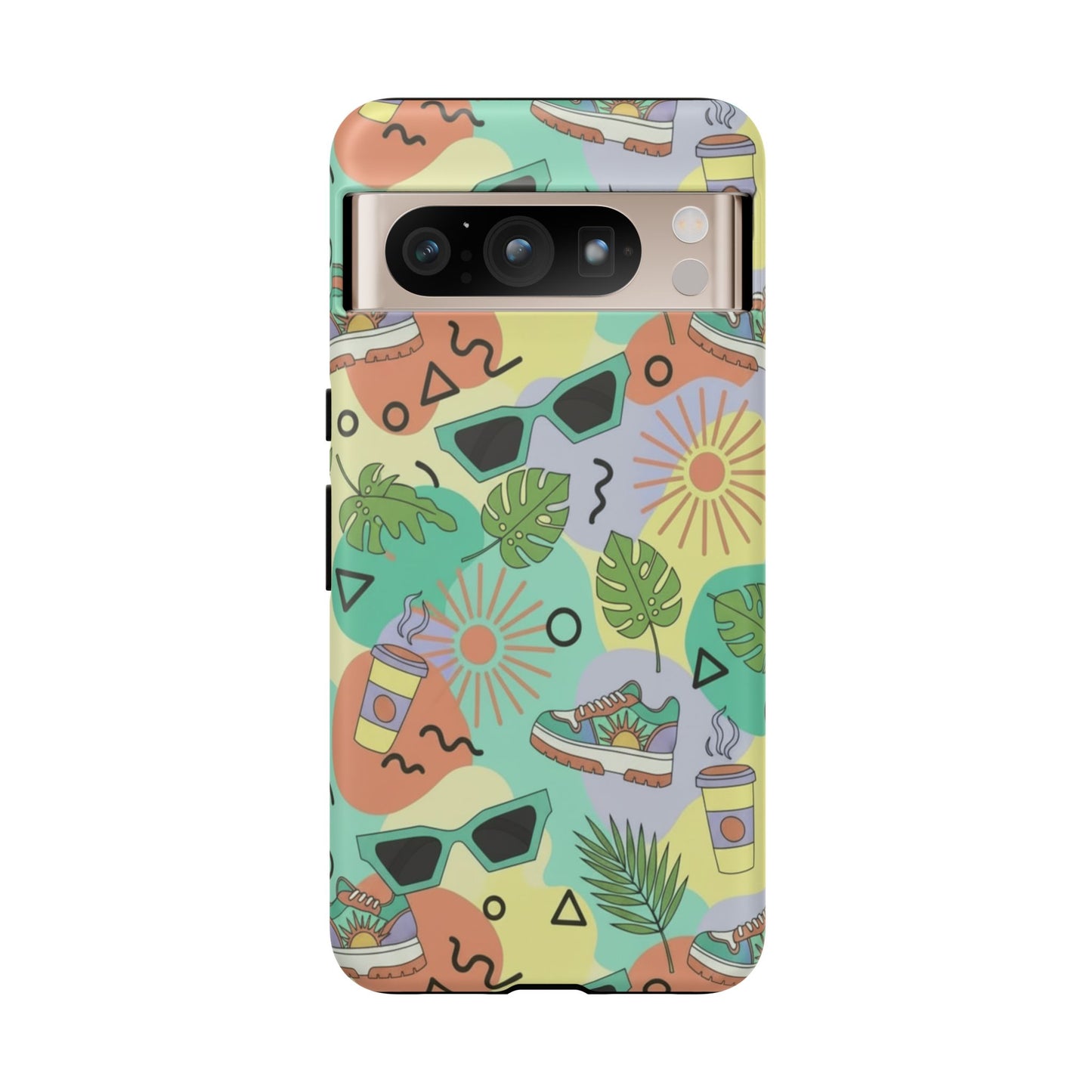 Tropical Summer Phone Case — Retro Sunglasses, Sneakers & Palm Pattern
