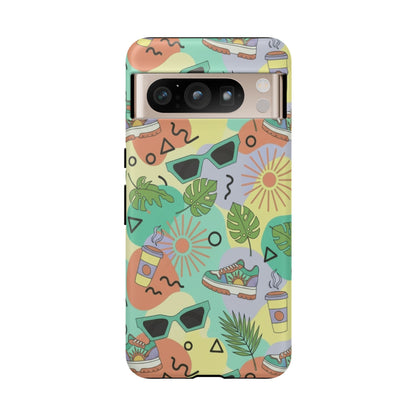 Tropical Summer Phone Case — Retro Sunglasses, Sneakers & Palm Pattern