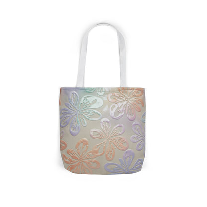 Pastel Floral Canvas Tote Bag — Embossed Hibiscus Beach Tote