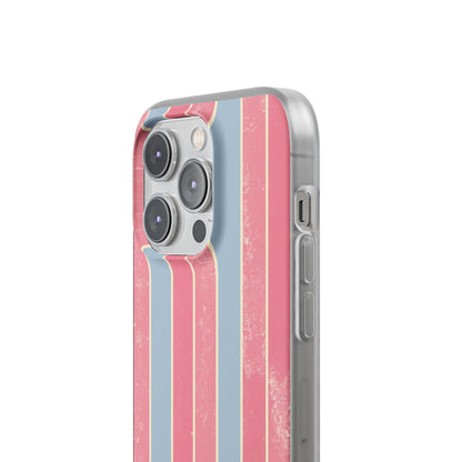 Striped Pink & Blue Phone Case — Retro Pastel Flexi Case