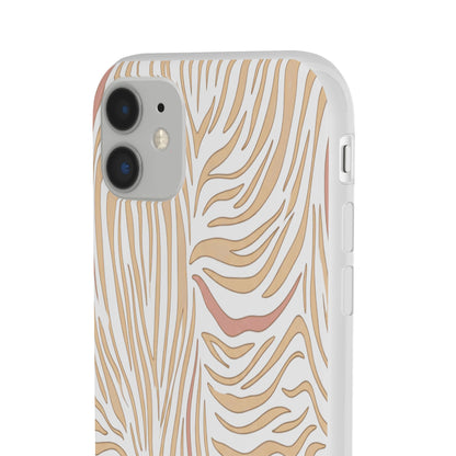 Neutral Zebra Print Flexi Case — Beige & Rose Gold Animal Pattern Phone Cover