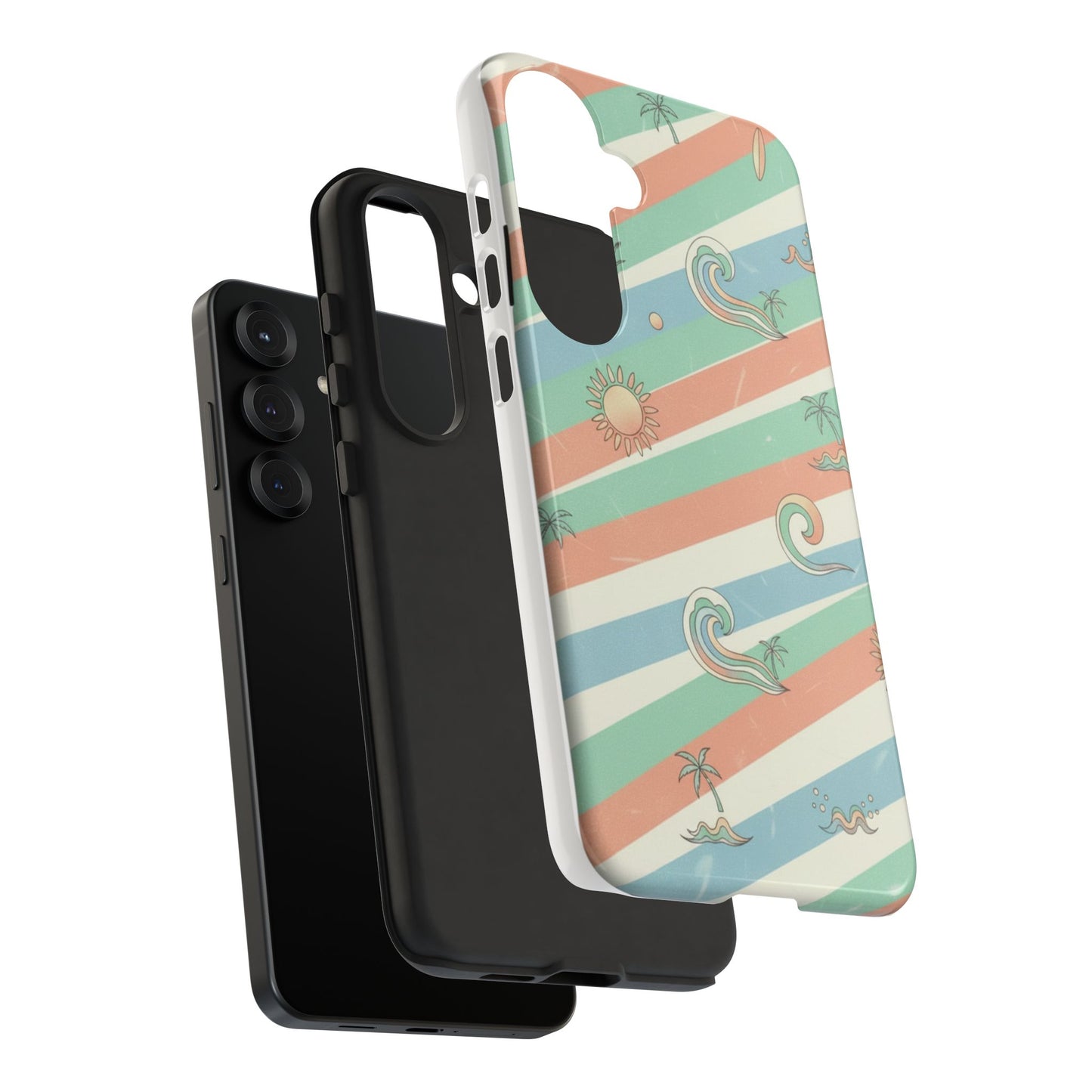 Surf Stripe Tough Phone Case — Retro Beach Waves Pattern